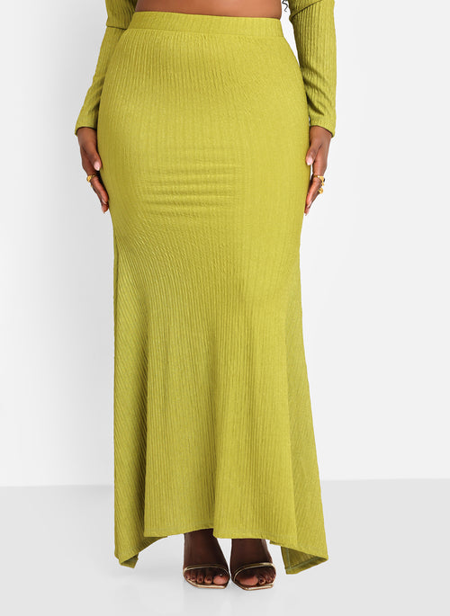 Bea Textured Mermaid Maxi Bodycon Skirt - Chartreuse