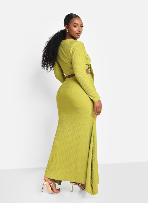 Bea Textured Mermaid Maxi Bodycon Skirt - Chartreuse