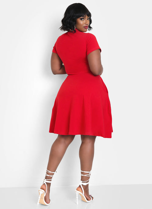 Being Modest Turtleneck Skater Mini Dress w. Pockets