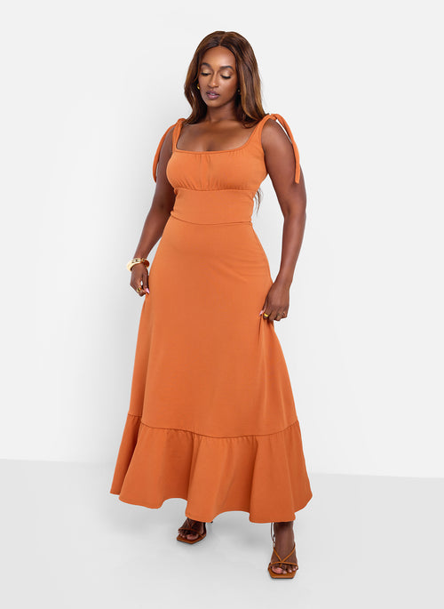 Best Interest A-Line Maxi Dress - Burnt Orange