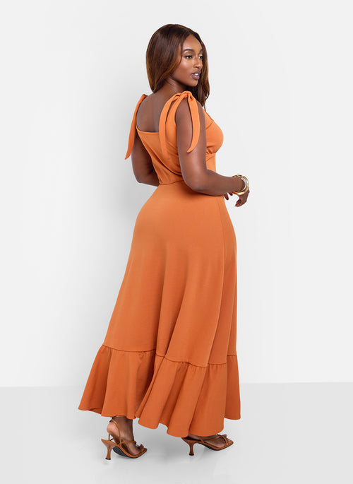 Best Interest A-Line Maxi Dress - Burnt Orange