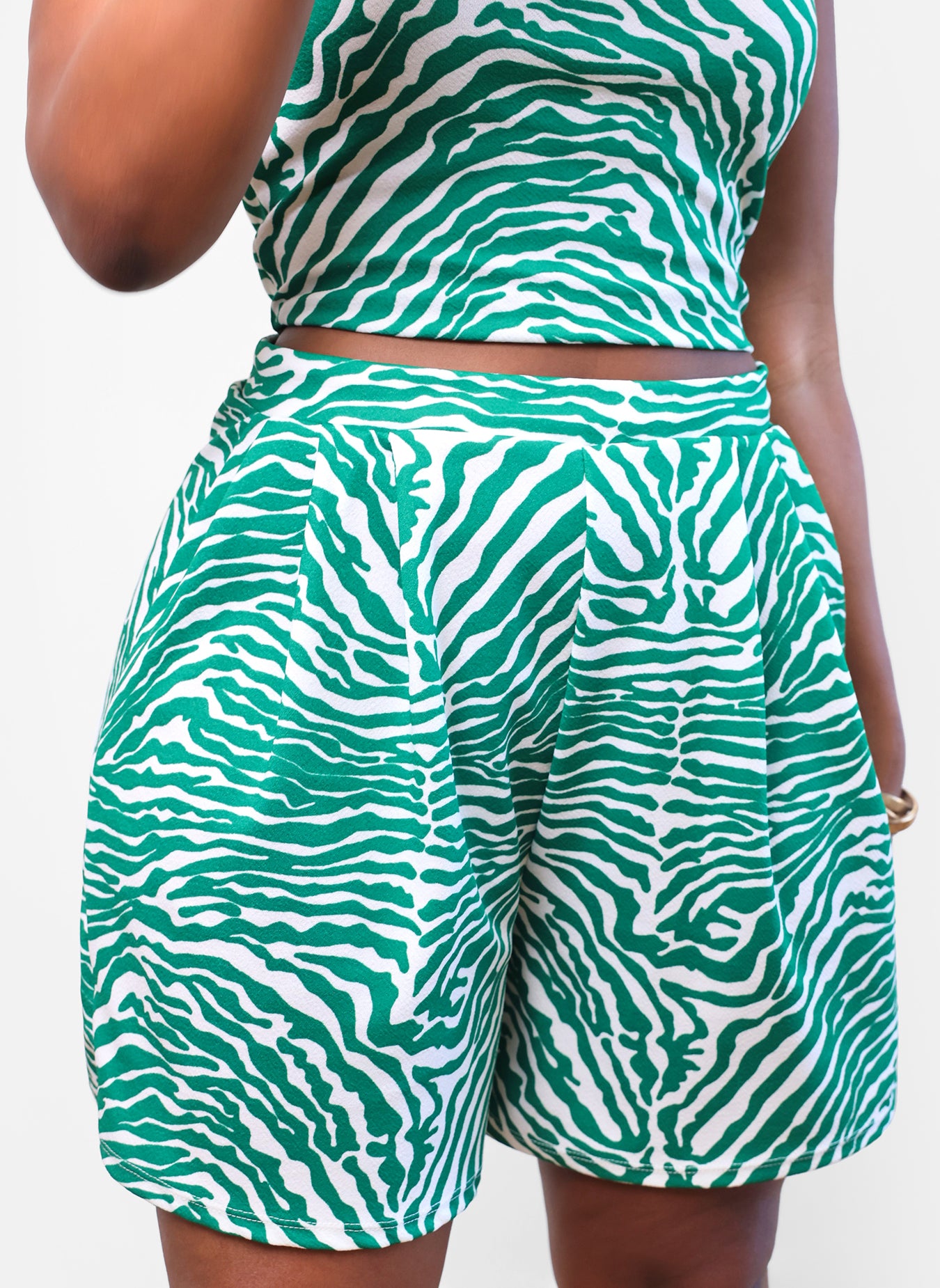 Best Part Zebra Print Pleated Wide Leg Shorts
