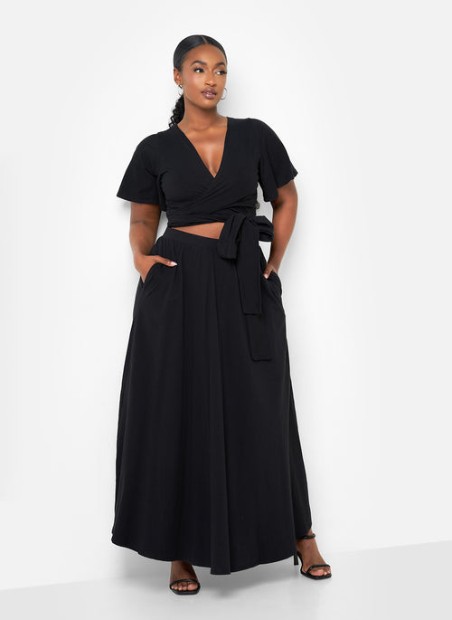 Big Risk Maxi Skater Skirt W. Pockets - Black