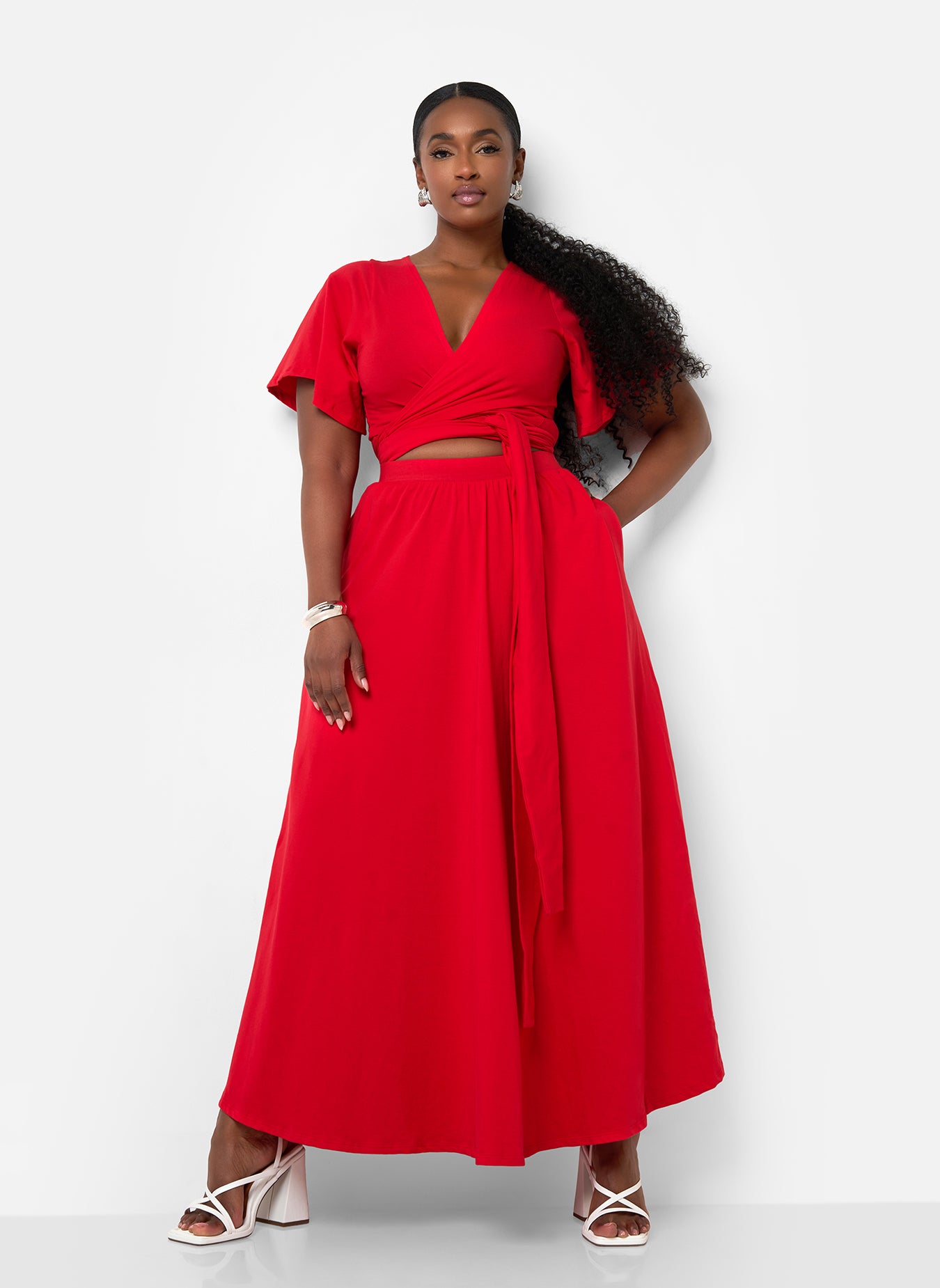 Big Risk Wrap Around Kimono Crop Top - Red