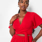 Big Risk Wrap Around Kimono Crop Top - Red