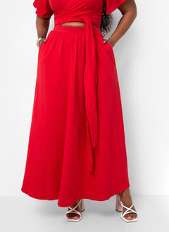 Big Risk Maxi Skater Skirt W. Pockets - Red