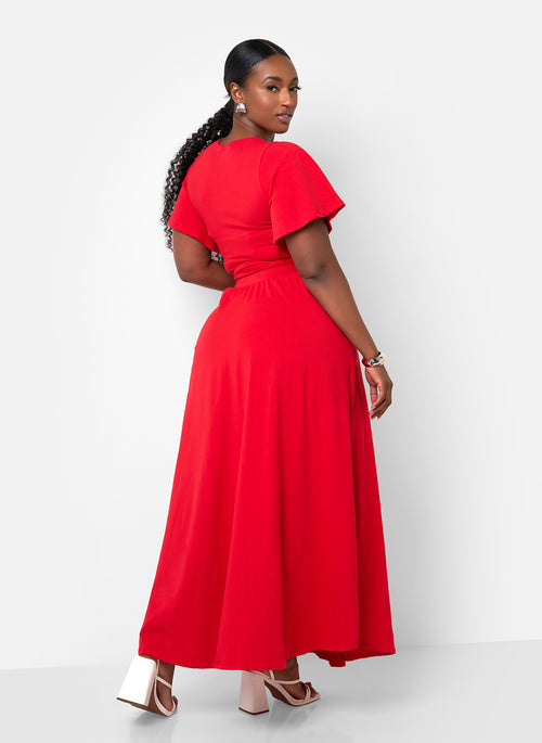 Big Risk Maxi Skater Skirt W. Pockets - Red