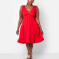 Blythe Tie Strap Ruffle Hem Mini Skater Dress - Red
