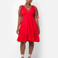 Blythe Tie Strap Ruffle Hem Mini Skater Dress - Red