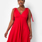 Blythe Tie Strap Ruffle Hem Mini Skater Dress - Red