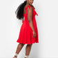 Blythe Tie Strap Ruffle Hem Mini Skater Dress - Red