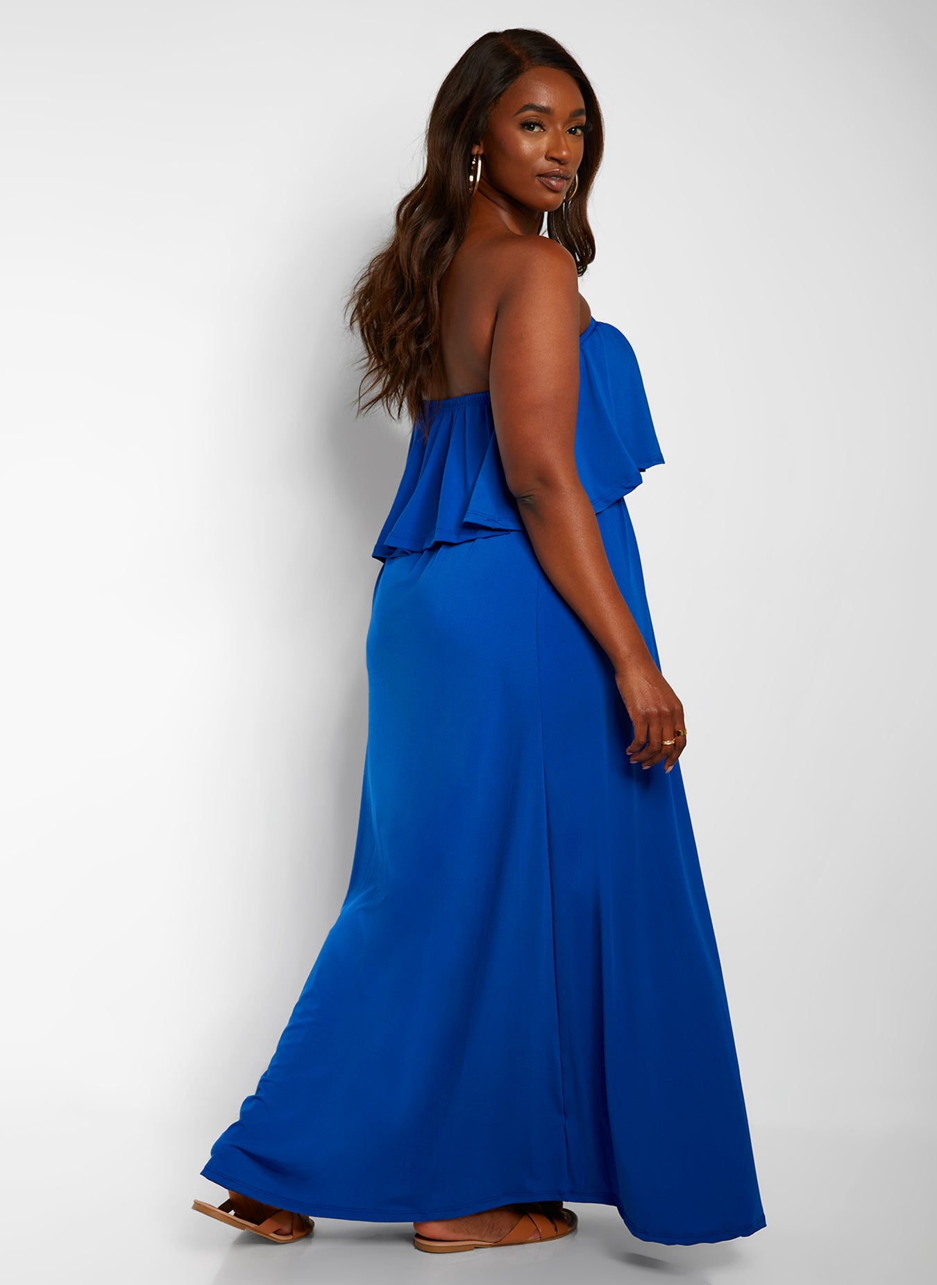 Bree Ruffle Strapless Maxi A Line Dress - Royal Blue 5X: 30-32 / Royal Blue at Rebdolls Bree Ruffle Strapless Maxi A Line Dress - Royal Blue 5X: 30-32 / Royal Blue at Rebdolls