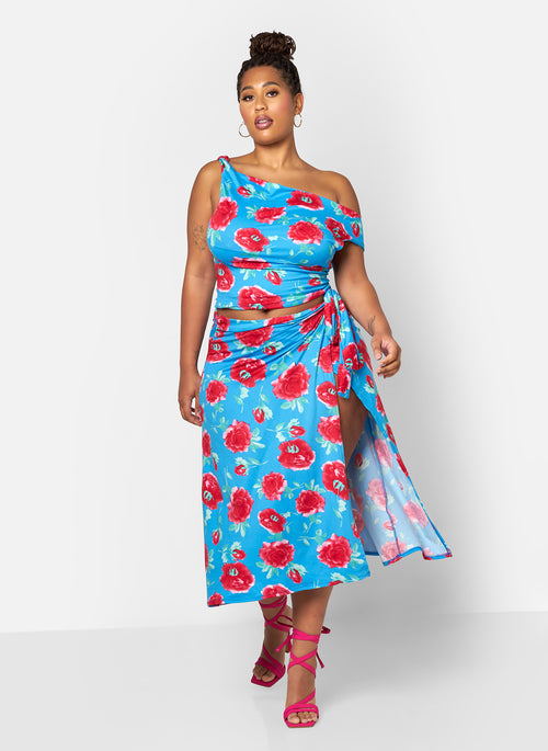 Camila Floral Wrap Midi Skirt