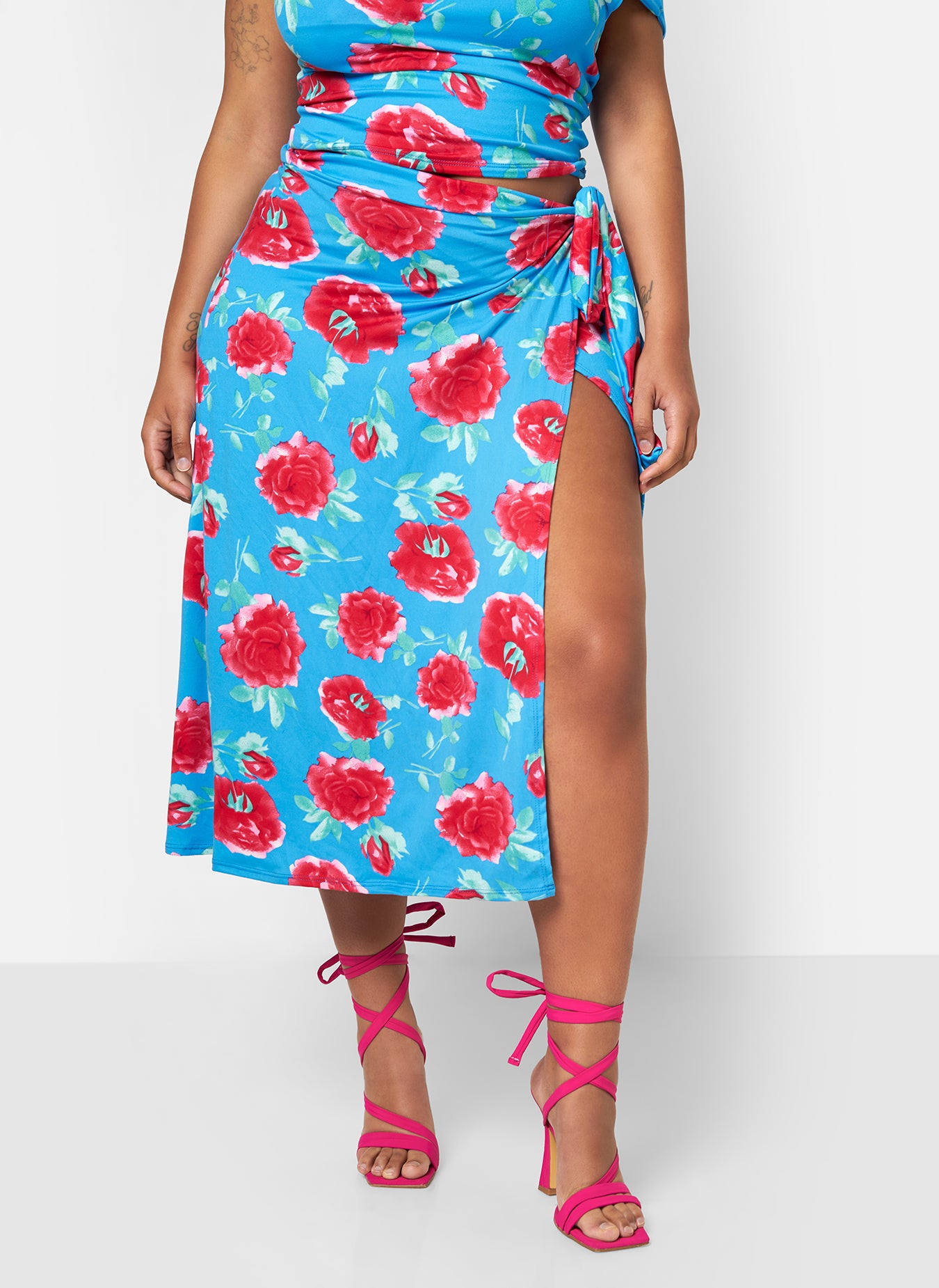 Camila Floral Wrap Midi Skirt