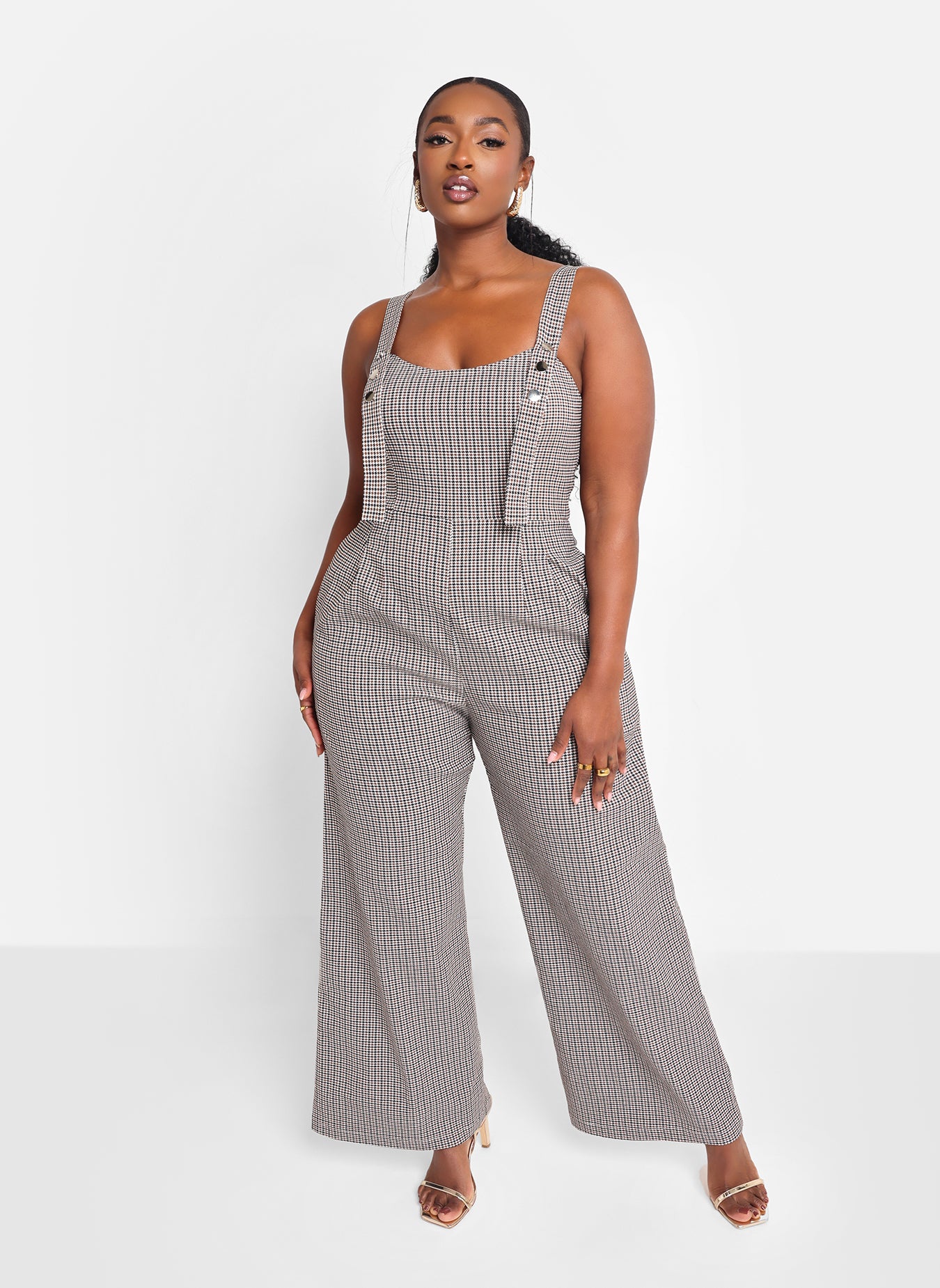 Camille Houndstooth Wide Leg Jumpsuit