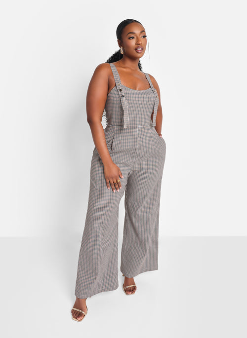 Camille Houndstooth Wide Leg Jumpsuit