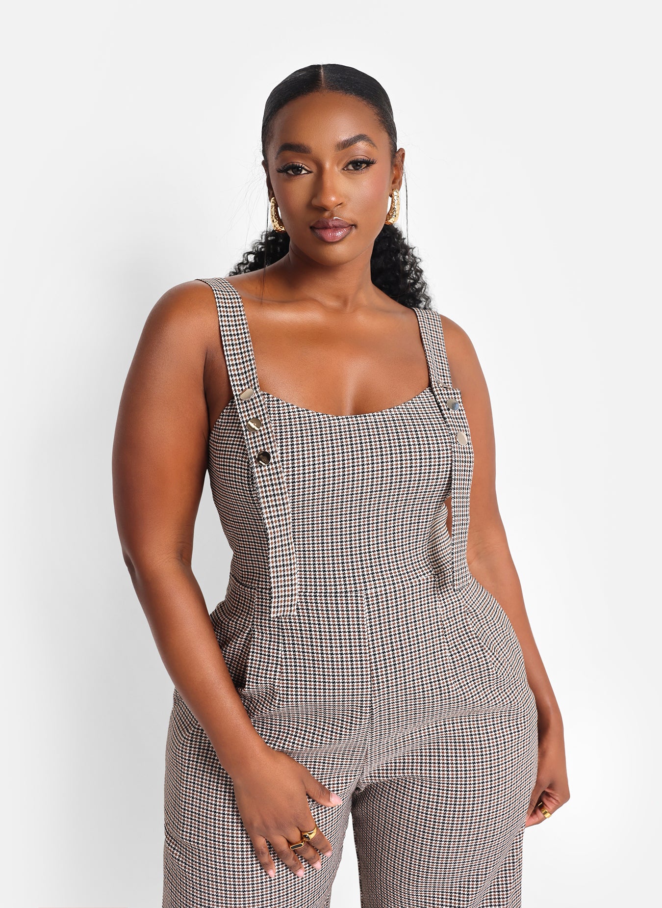 Camille Houndstooth Wide Leg Jumpsuit