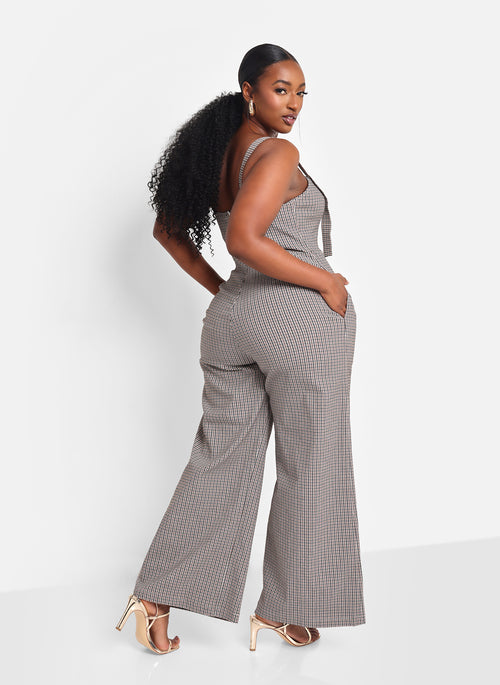 Camille Houndstooth Wide Leg Jumpsuit