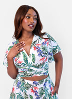 Capri Tropical Print Wrap Crop Top