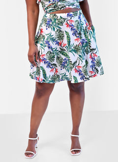 Capri Tropical Print Mini Skater Skirt