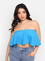 Cari Ruffle Crop Top - Aqua