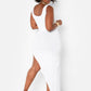 Classic Bae Cut Out High Low Midi Dress - White