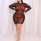 Clearly Sheer Mesh Bodycon Coverup Mini Dress - Black