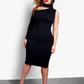 Cold Shoulder Single Sleeve Bodycon Midi Dress