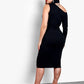 Cold Shoulder Single Sleeve Bodycon Midi Dress