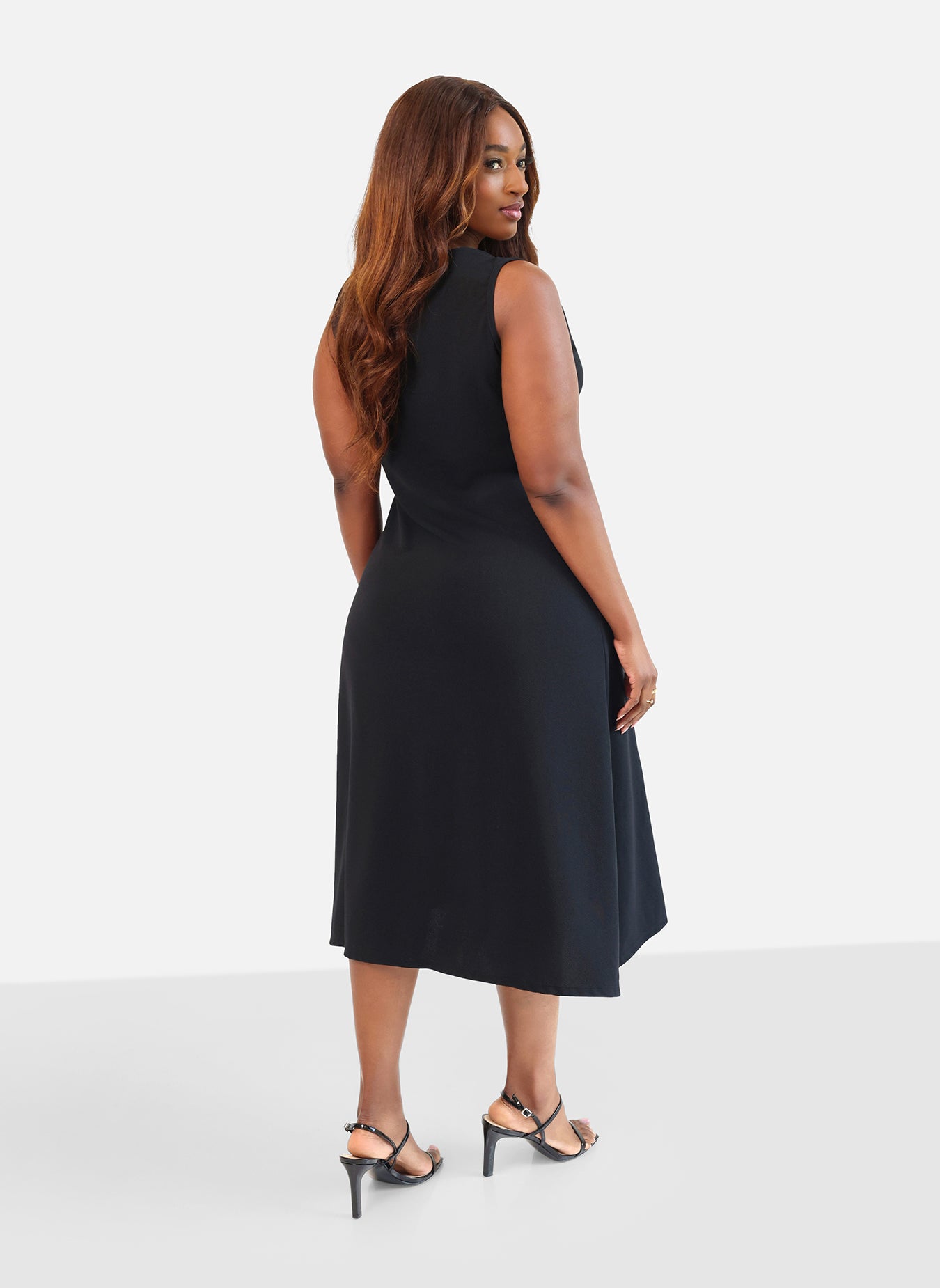 Rebdolls Women's Collette Button Down A Line Midi Dress - Black - 1x Rebdolls Women's Collette Button Down A Line Midi Dress - Black - 1x