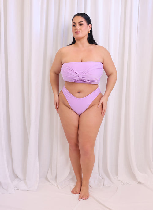 Danica Knotted Bandeau Swim Top - Lilac