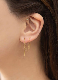 14K Gold Plated Needle Drop Earrings