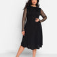 Delphine Fishnet Sleeve Midi A Line Dress