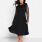 Delphine Fishnet Sleeve Midi A Line Dress