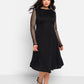 Delphine Fishnet Sleeve Midi A Line Dress