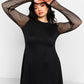 Delphine Fishnet Sleeve Midi A Line Dress