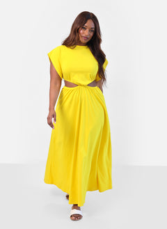 Desires Cut Out Maxi A Line Dress - Yellow