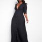 Devoted Ribbed Button Front Maxi A Line Dress - Black