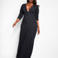 Devoted Ribbed Button Front Maxi A Line Dress - Black
