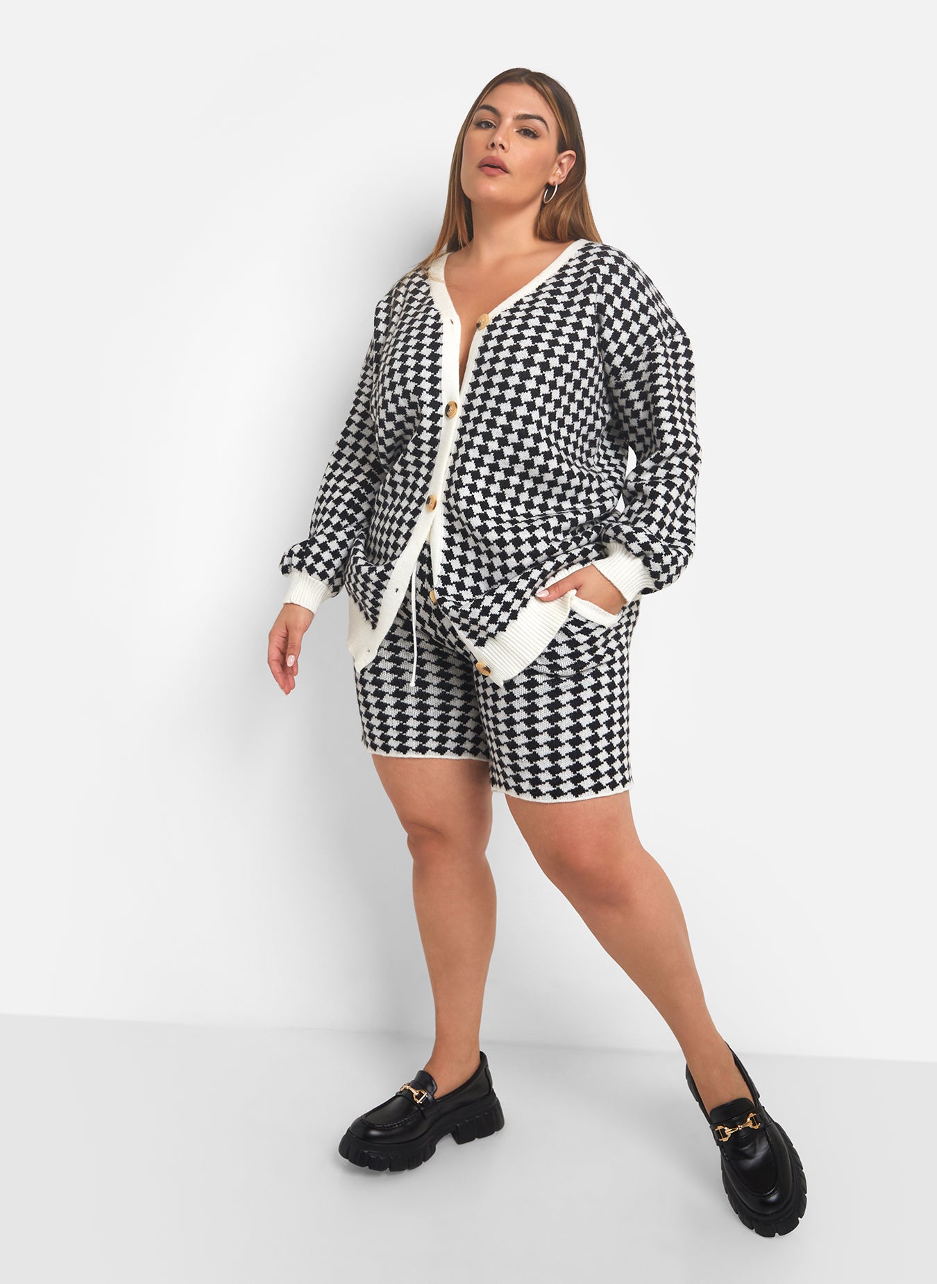 Diahann Checkered Oversized Knit Cardigan