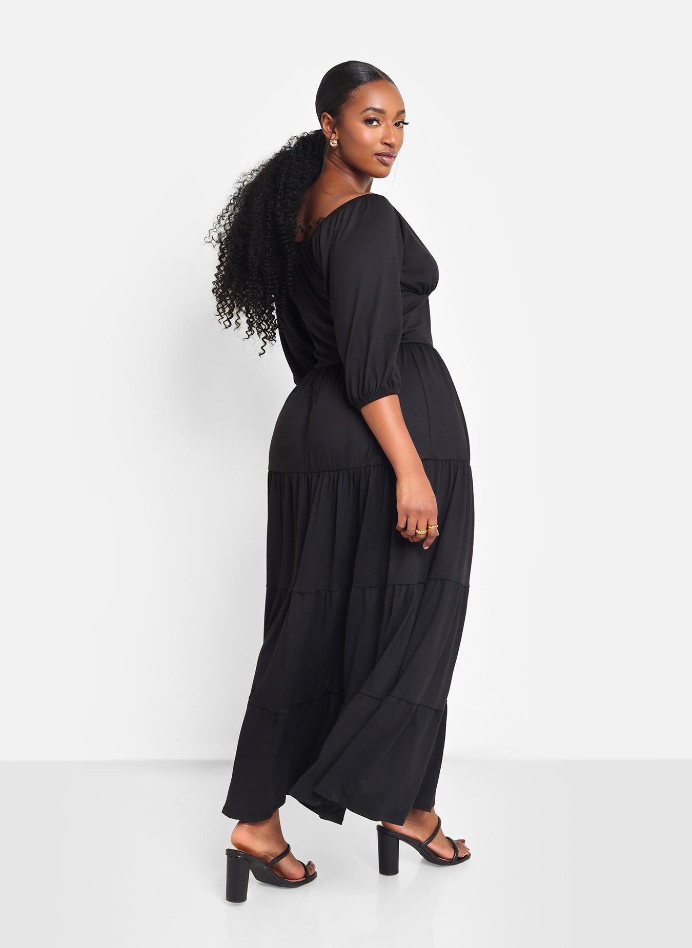 Rebdolls Women's Dream Of Me Tiered Maxi A Line Dress - Black - 3x Rebdolls Women's Dream Of Me Tiered Maxi A Line Dress - Black - 3x