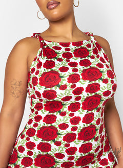 Ella Floral Knotted Strap Bodycon Midi Dress