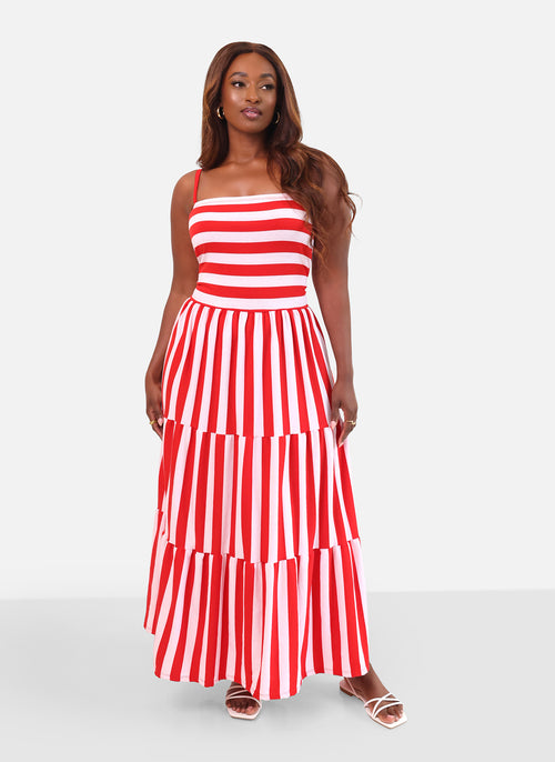 Emma Stripe print Skater Maxi Dress