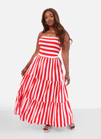 Emma Stripe print Skater Maxi Dress