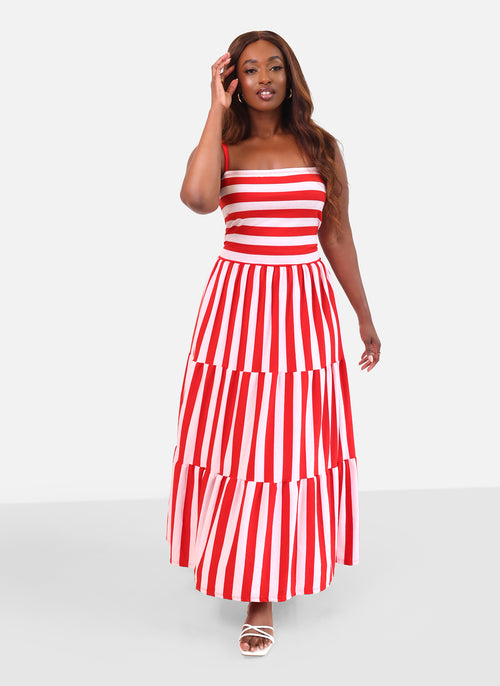 Emma Stripe print Skater Maxi Dress