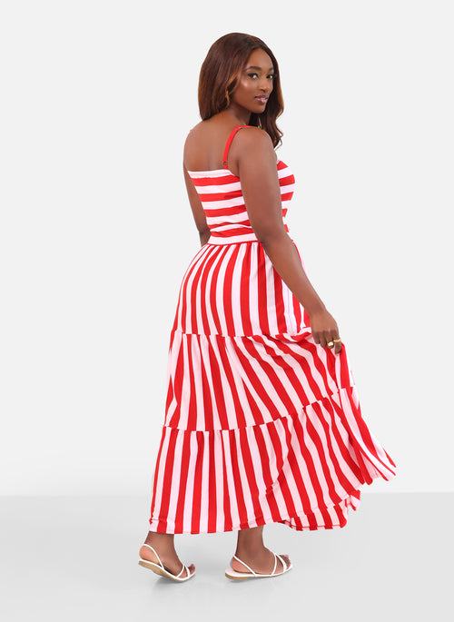 Emma Stripe print Skater Maxi Dress