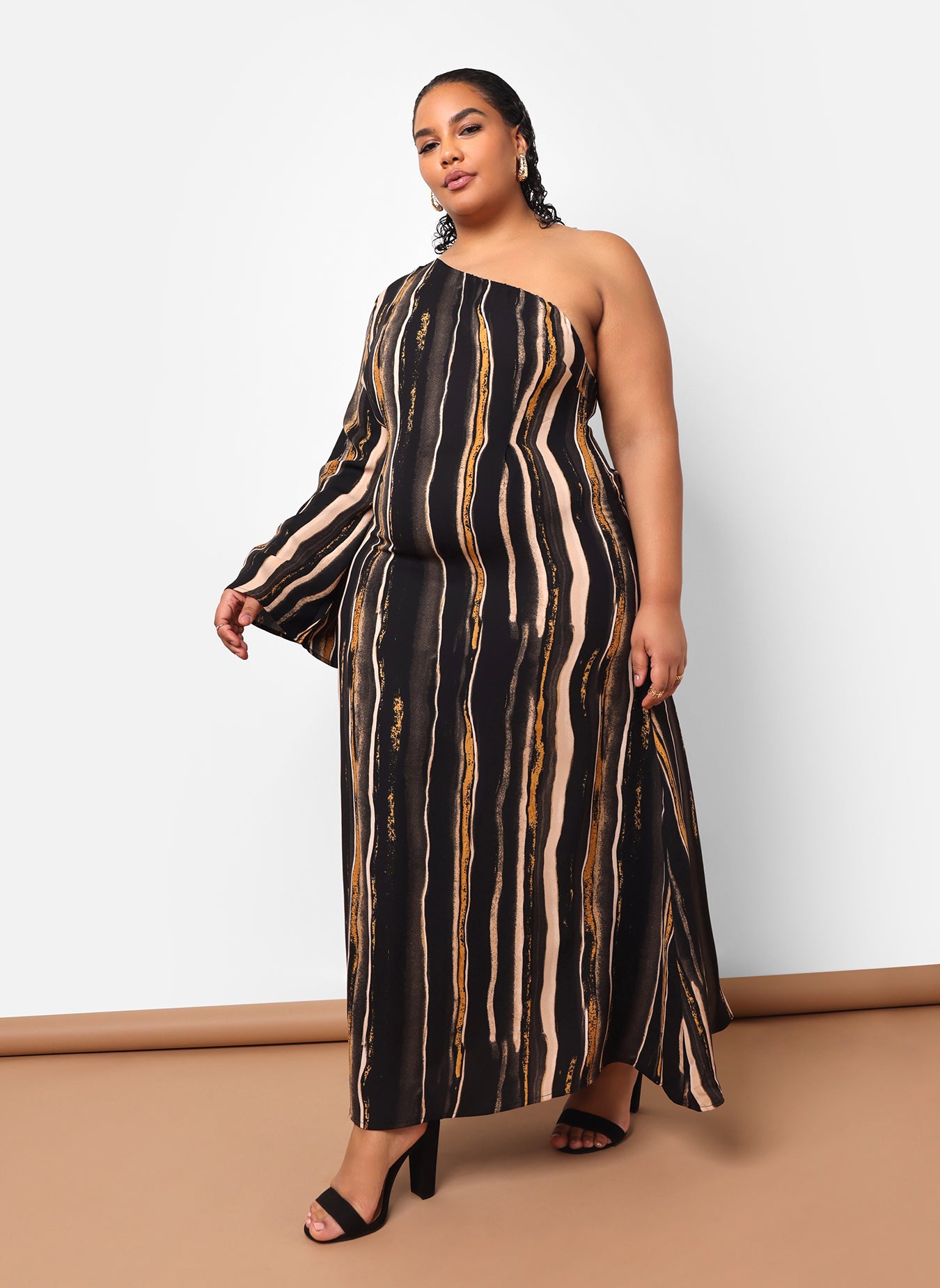 Esperanza Stripe Print Maxi Kaftan Dress