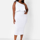 Essence Ruffle Midi Bodycon Dress - White