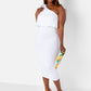 Essence Ruffle Midi Bodycon Dress - White