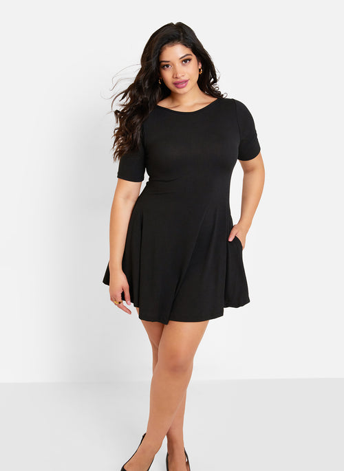 Essential Boat Neck Mini Skater Dress